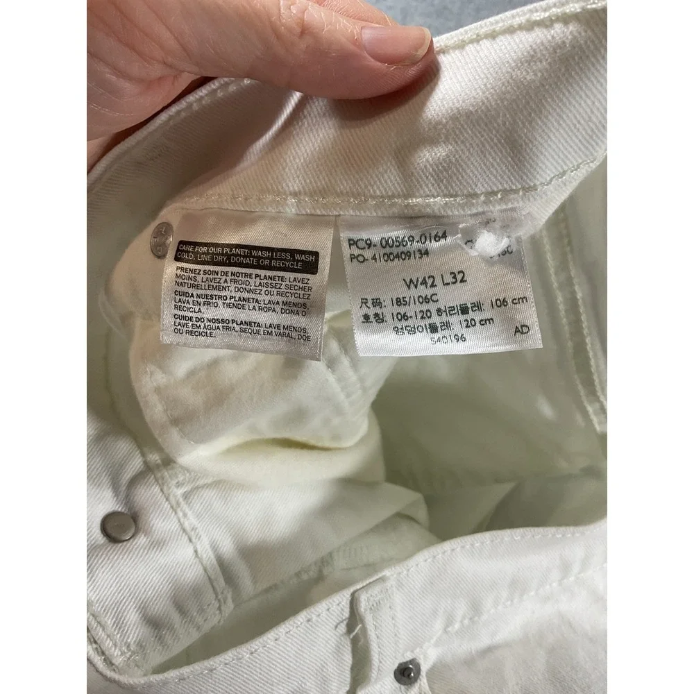 Levis 569 Loose Straight Fit White Denim Jeans Mens 42x32 00569-0164 1642